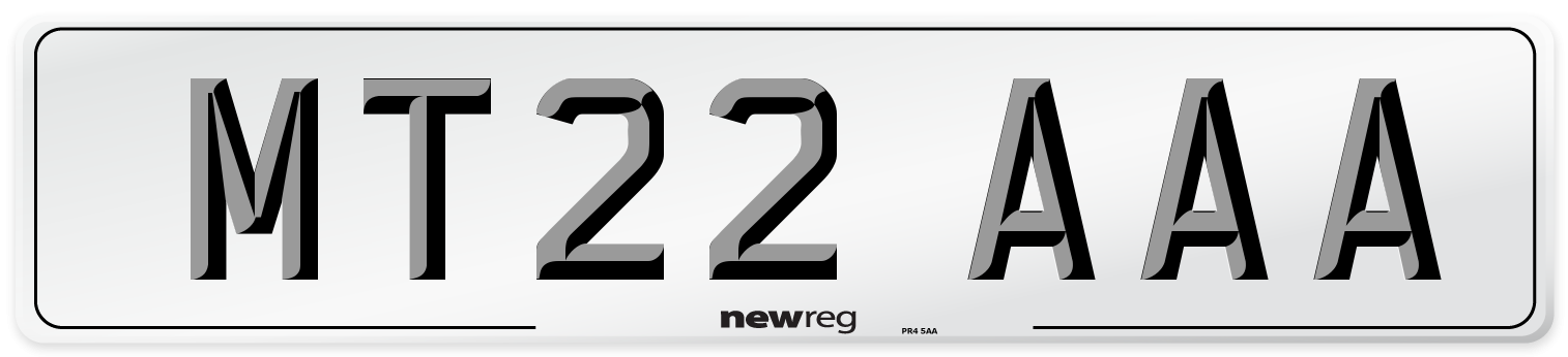 MT22 AAA Number Plate from New Reg